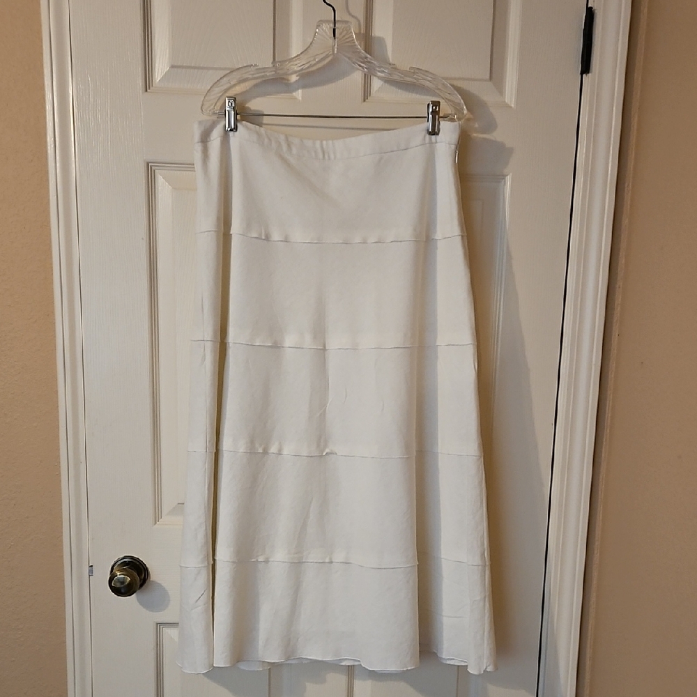 Westport White A-Line Tiered Midi Skirt